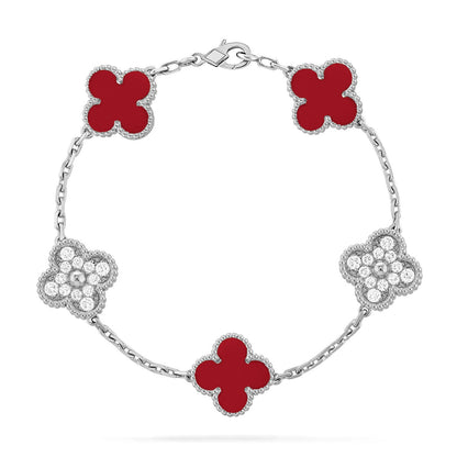 [⭐Novea] CLOVER 5 MOTIF RED CORNELIAN BRACELET COLLECTION
