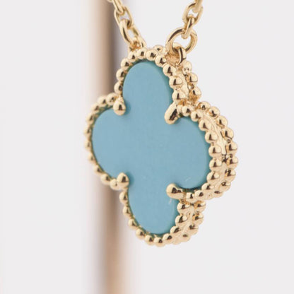[⭐Novea]CLOVER 15MM VINTAGE TURQUOISE NECKLACE