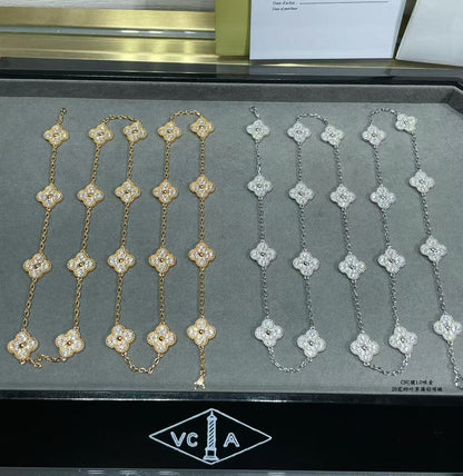 [⭐Novea]CLOVER 20 MOTIFS FULL-DIAMOND NECKLACE