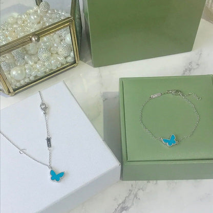 [⭐Novea]BUTTERFLY TURQUOISE BUTTERFLY BRACELET SILVER