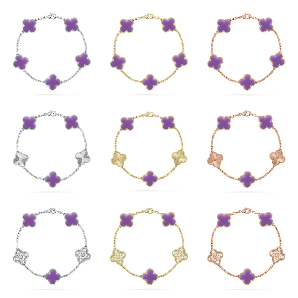 [⭐Novea]CLOVER 5 MOTIF LIGHT PURPLE BRACELET COLLECTION