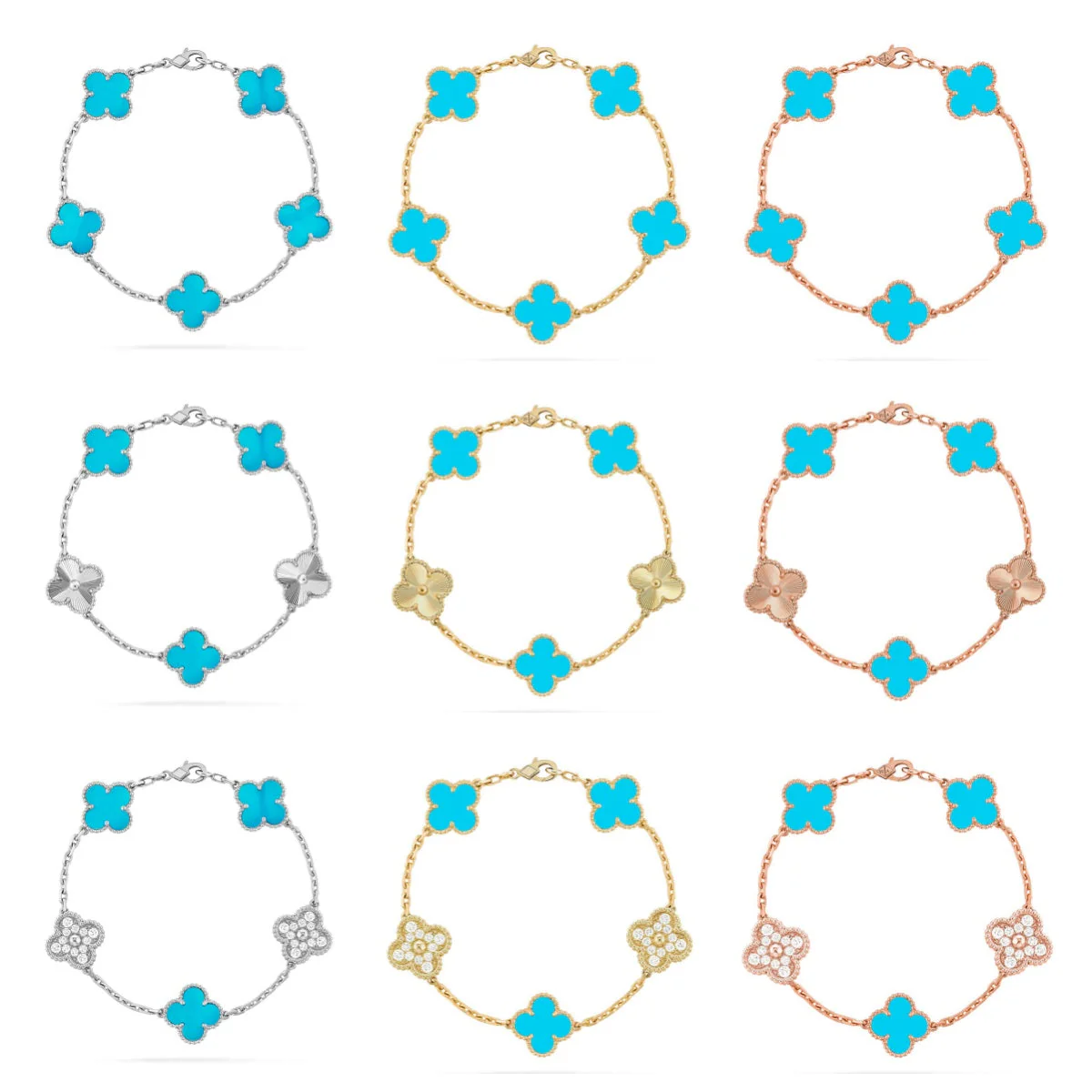 [⭐Novea] CLOVER 5 MOTIF TURQUOISE BRACELET COLLECTION