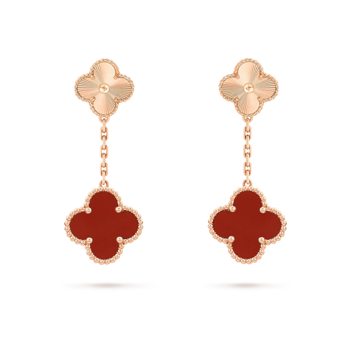 [⭐Novea]CLOVER 2 MOTIF  LASER CARNELIAN EARRINGS