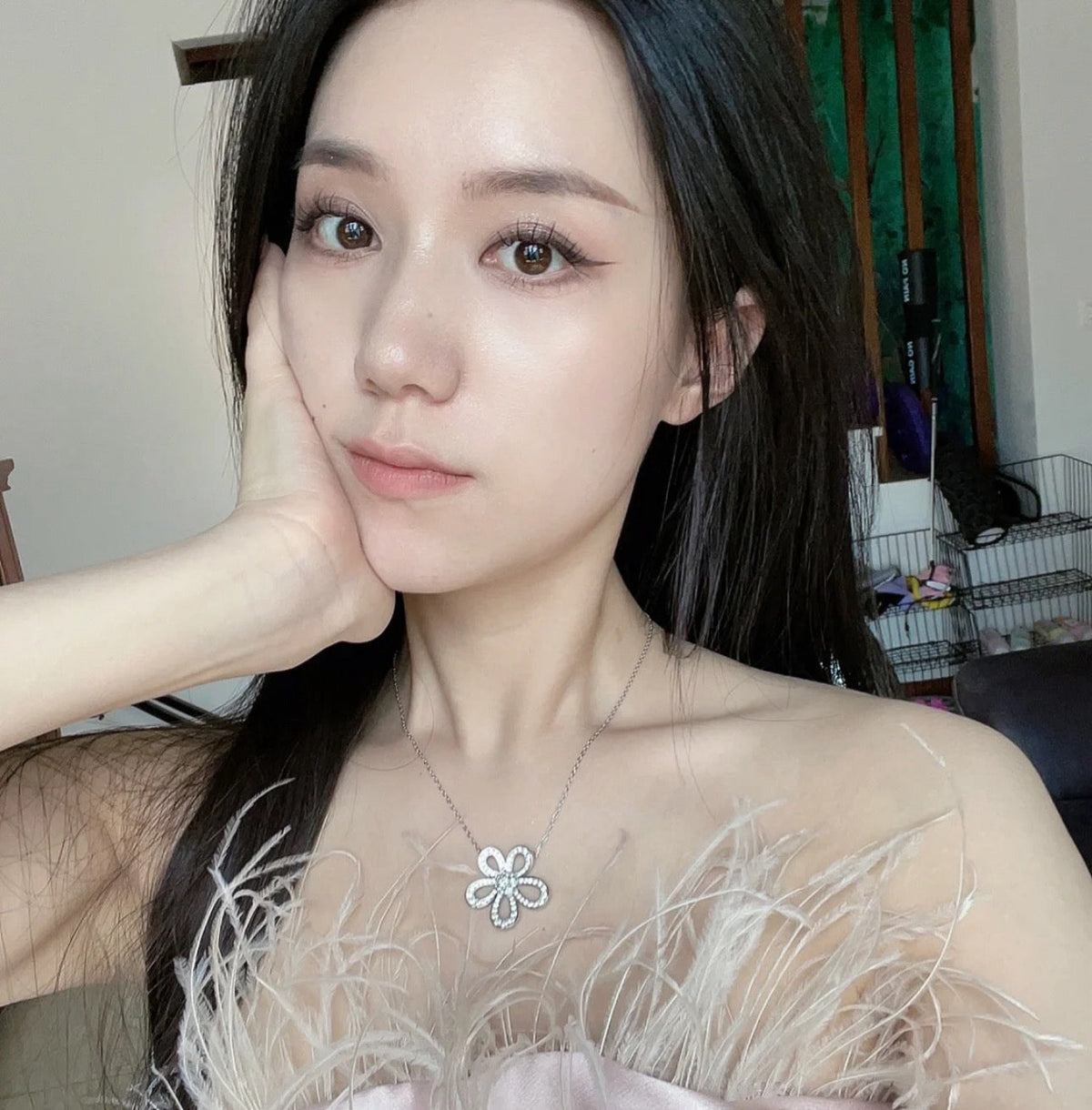 [⭐Novea]FLOWERLACE NECKLACE FULL DIAMONDS