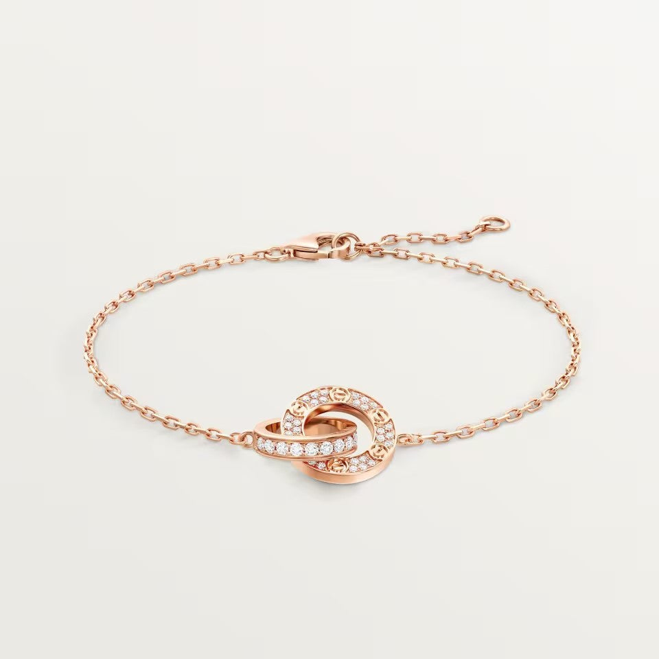 [⭐Novea]LOVE DOUBLE RING FULL DIAMOND BRACELET