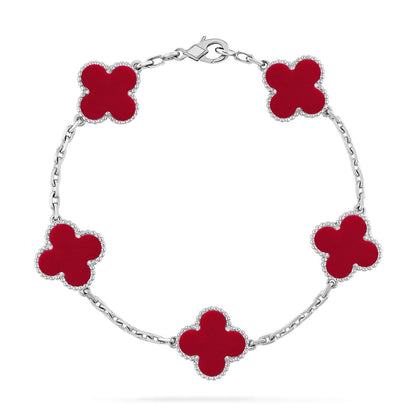 [⭐Novea] CLOVER 5 MOTIF RED CORNELIAN BRACELET COLLECTION
