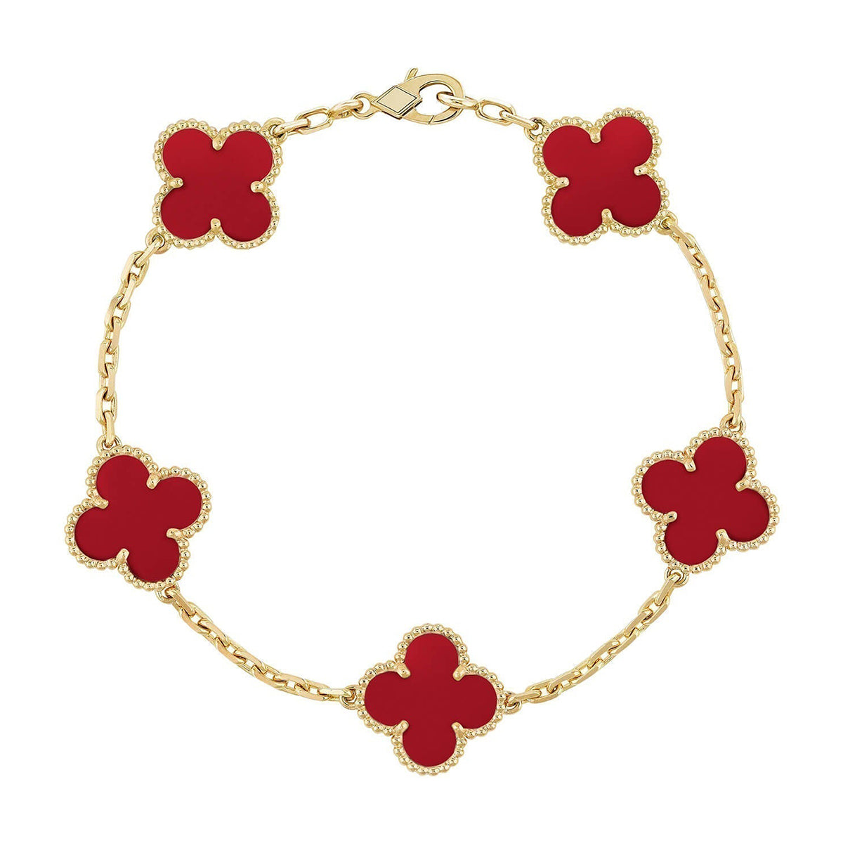 [⭐Novea] CLOVER 5 MOTIF RED CORNELIAN BRACELET COLLECTION