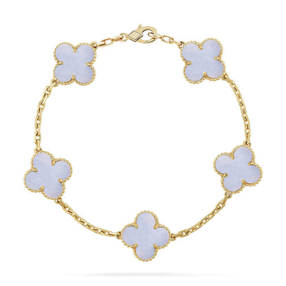 [⭐Novea] CLOVER 5 MOTIF PURPLE CHALCEDONY BRACELET COLLECTION
