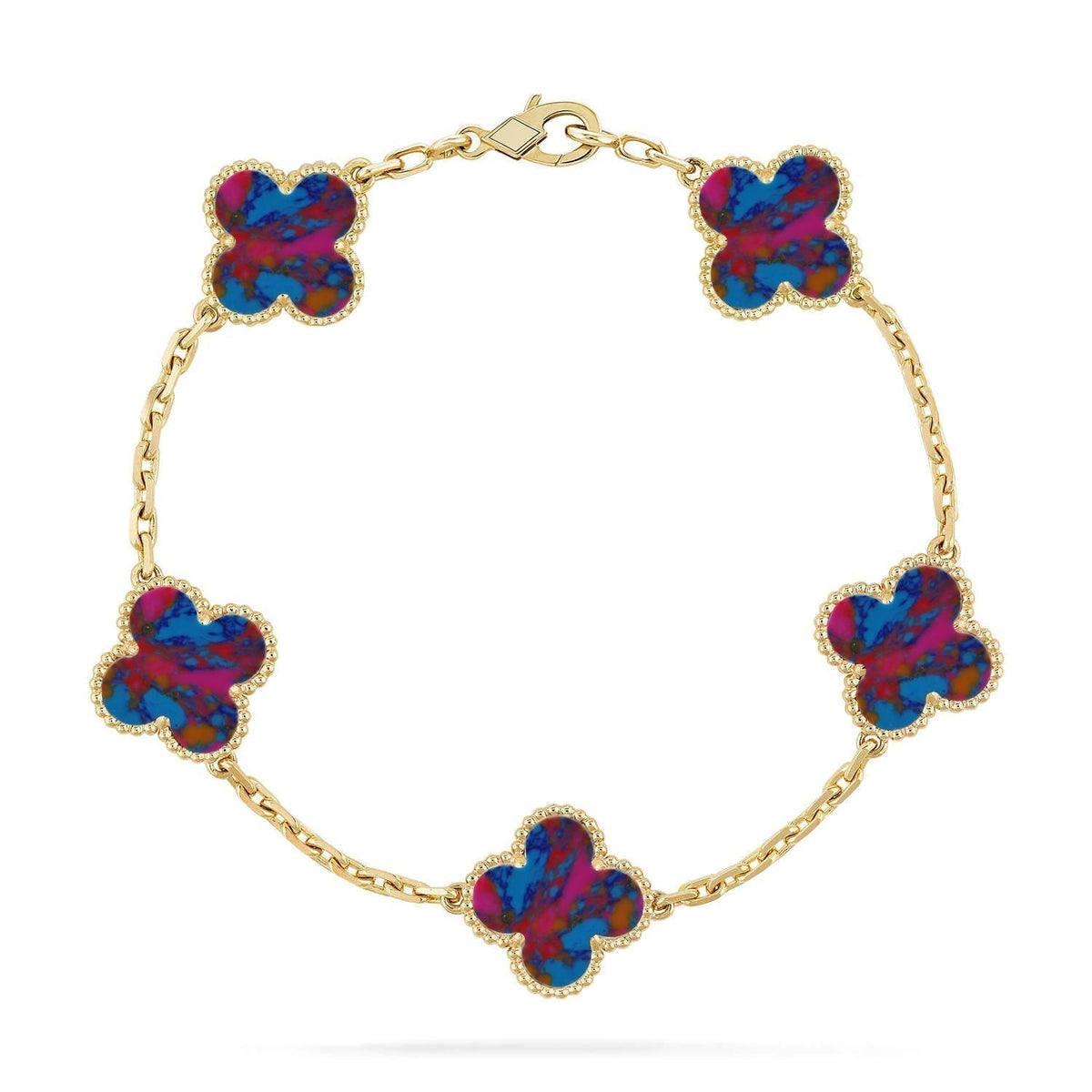 [⭐Novea]CLOVER 5 MOTIF COLOR GEMSTONES BRACELET COLLECTION