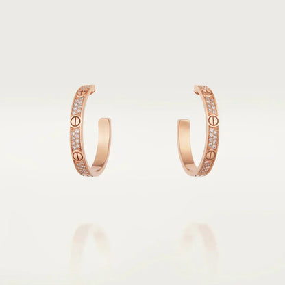 [⭐Novea]LOVE DIAMOND PINK GOLD HOOP EARRINGS