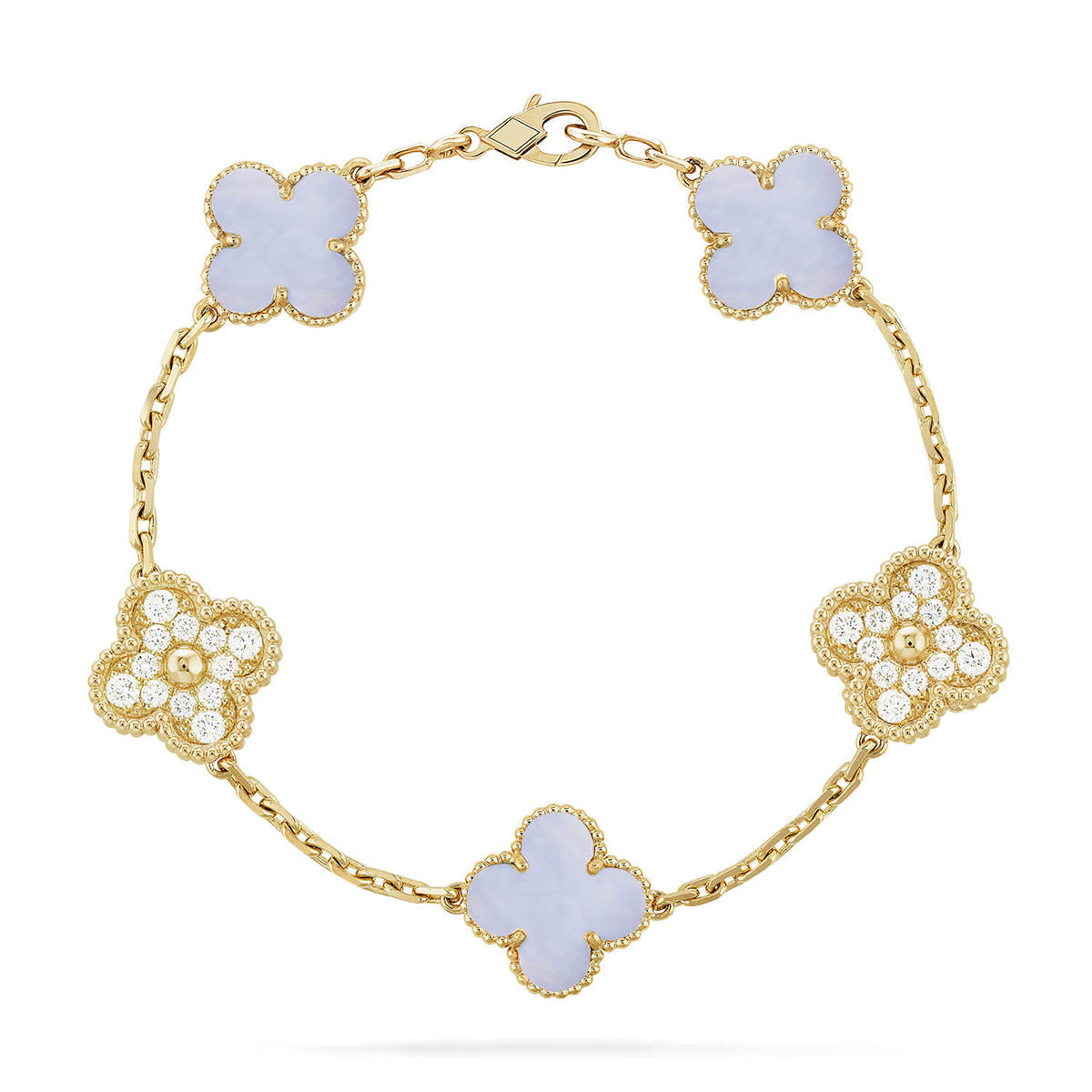 [⭐Novea] CLOVER 5 MOTIF PURPLE CHALCEDONY BRACELET COLLECTION