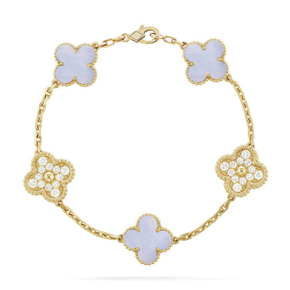 [⭐Novea] CLOVER 5 MOTIF PURPLE CHALCEDONY BRACELET COLLECTION