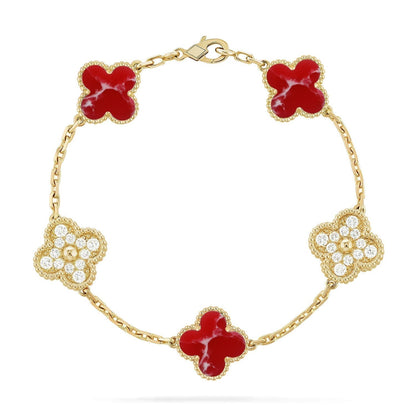 [⭐Novea]CLOVER 5 MOTIF RED PATTERN BRACELET COLLECTION