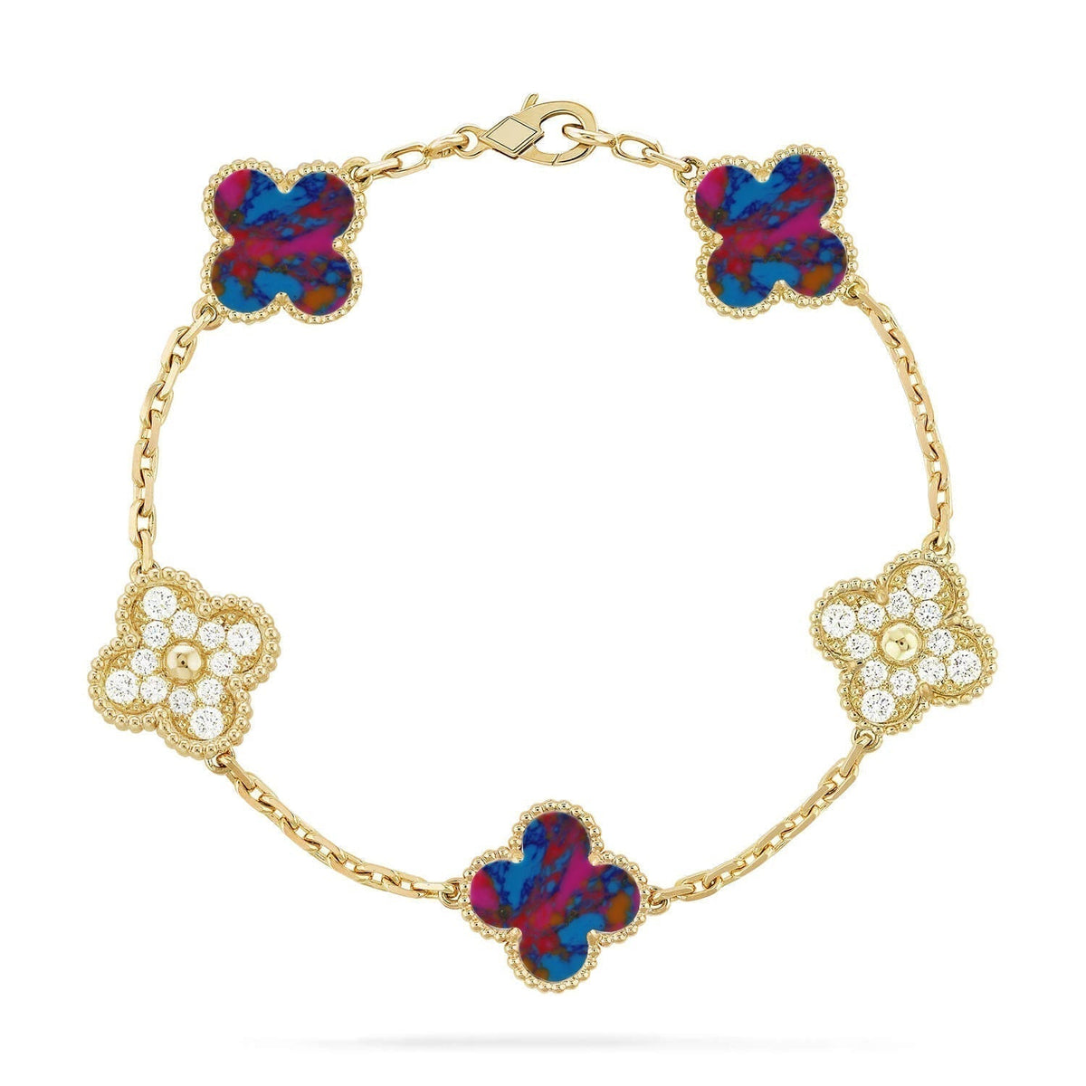 [⭐Novea]CLOVER 5 MOTIF COLOR GEMSTONES BRACELET COLLECTION