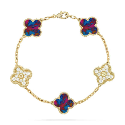 [⭐Novea]CLOVER 5 MOTIF COLOR GEMSTONES BRACELET COLLECTION