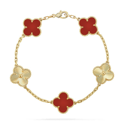 [⭐Novea] CLOVER 5 MOTIF RED CORNELIAN BRACELET COLLECTION