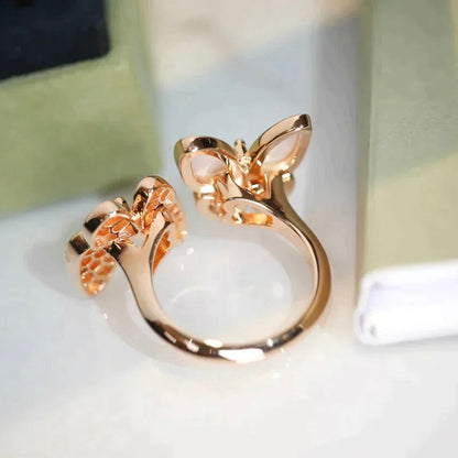 [⭐Novea]TWIN BUTTERFLY DIAMOND MOP RING
