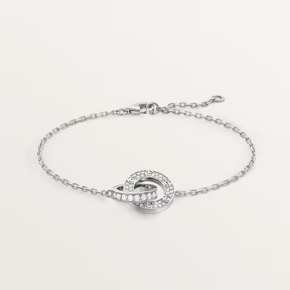 [⭐Novea]LOVE DOUBLE RING FULL DIAMOND BRACELET