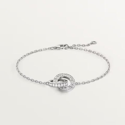 [⭐Novea]LOVE DOUBLE RING FULL DIAMOND BRACELET
