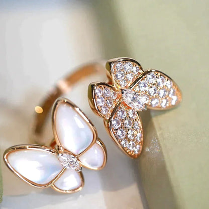 [⭐Novea]TWIN BUTTERFLY DIAMOND MOP RING