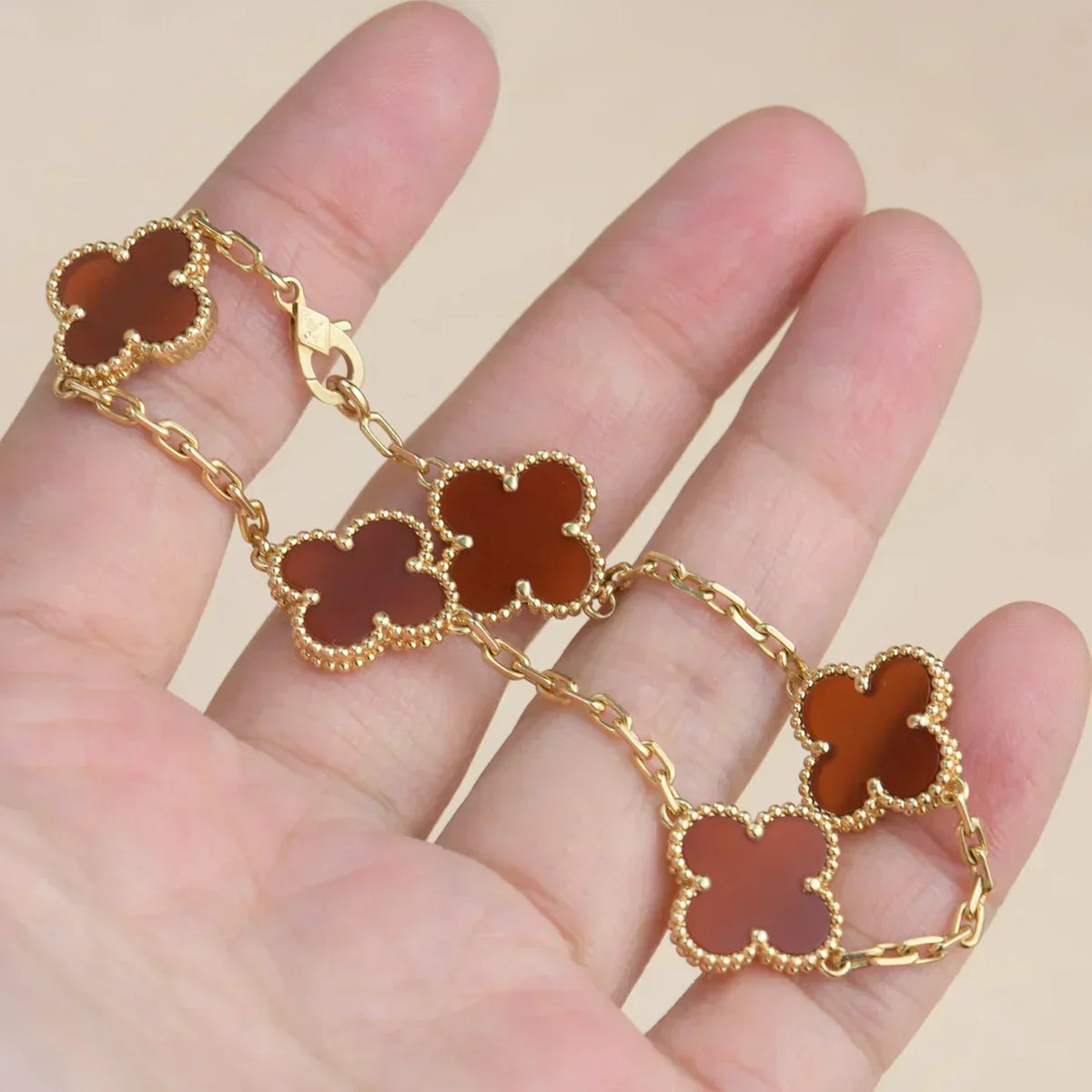 [⭐Novea] CLOVER 5 MOTIF RED CORNELIAN BRACELET COLLECTION