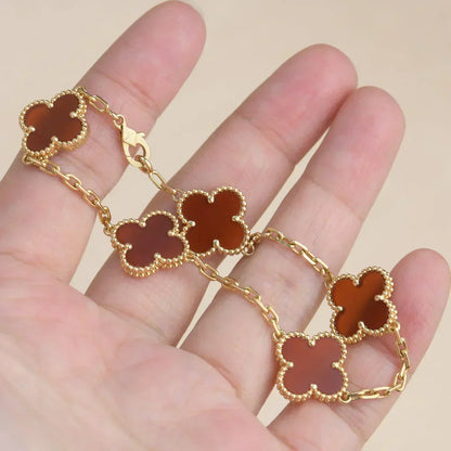 [⭐Novea] CLOVER 5 MOTIF RED CORNELIAN BRACELET COLLECTION