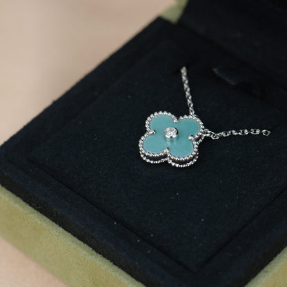 [⭐Novea]CLOVER 15MM DIAMOND SVRES PORCELAIN  NECKLACE SILVER