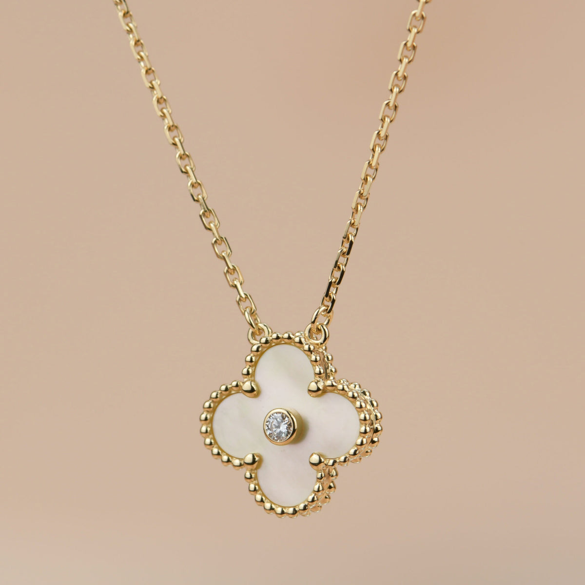 [⭐Novea]CLOVER 15MM DIAMOND GOLD MOTHER OF PEARL NECKLACE