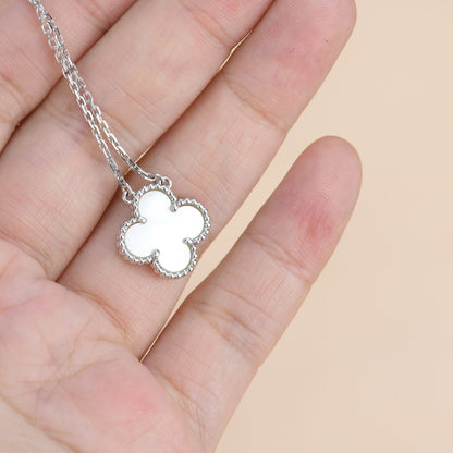 [⭐Novea]CLOVER  15MM WHITE MOTHER-OF-PEARL SILVER