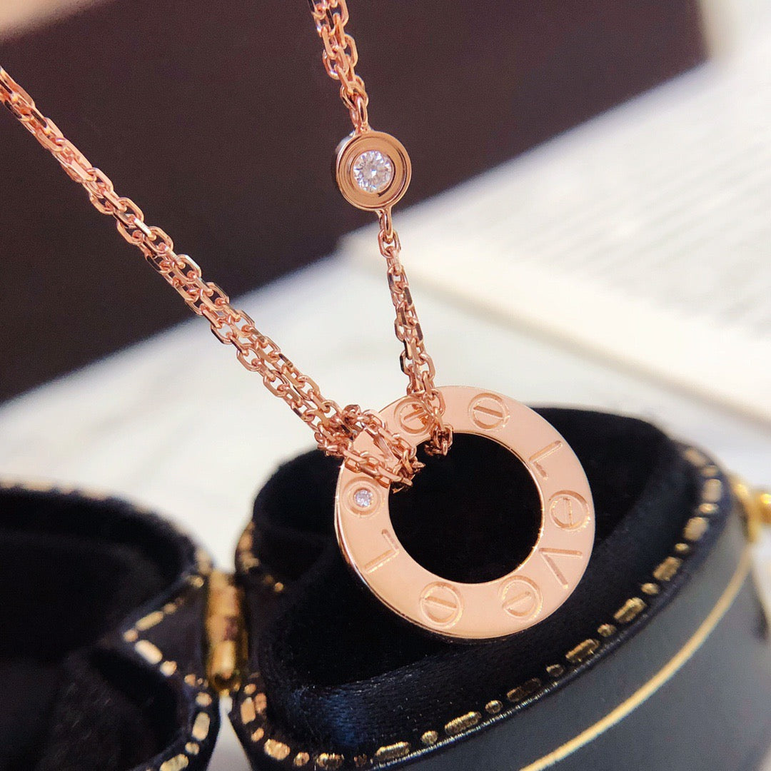 [⭐Novea]LOVE NECKLACE 16MM 2 DIAMONDS