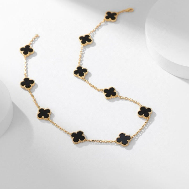 [⭐Novea]CLOVER 10 MOTIFS ONYX NECKLACE