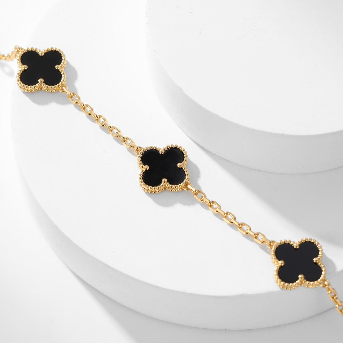 [⭐Novea]CLOVER 10 MOTIFS ONYX NECKLACE