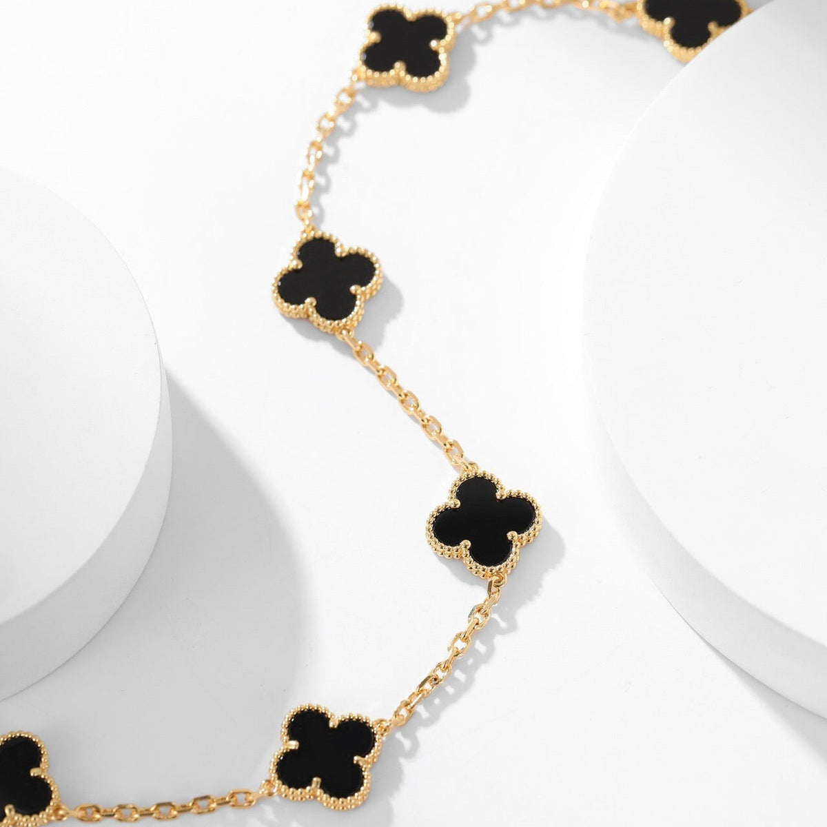 [⭐Novea]CLOVER 10 MOTIFS ONYX NECKLACE