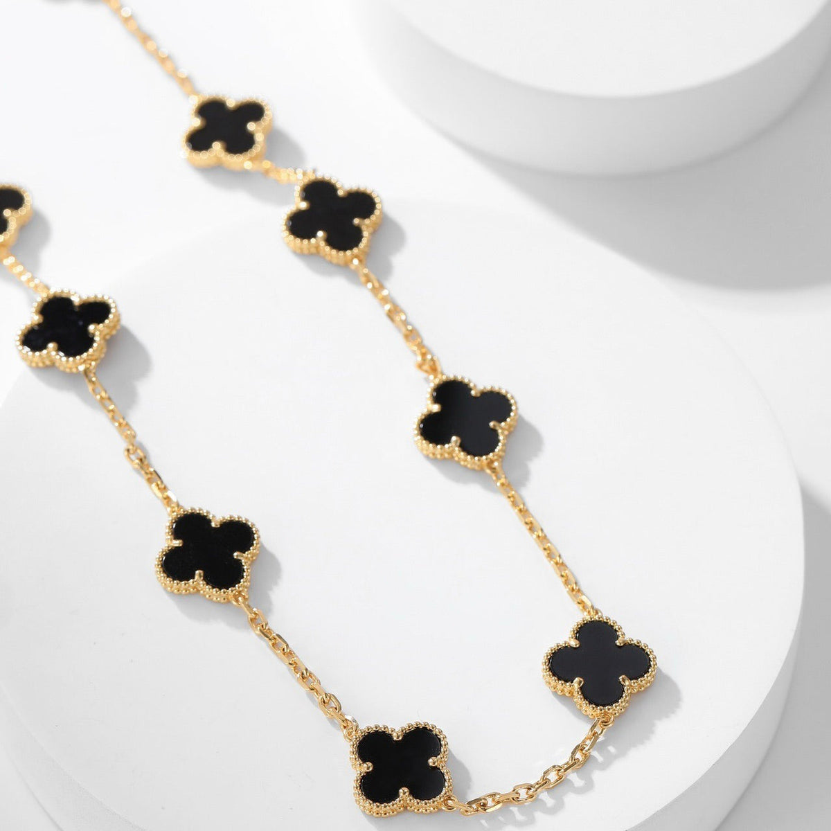 [⭐Novea]CLOVER 10 MOTIFS ONYX NECKLACE