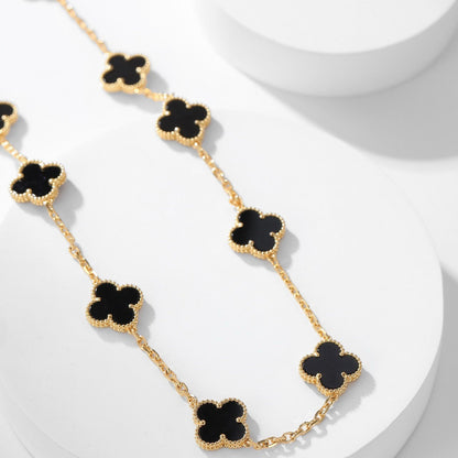 [⭐Novea]CLOVER 10 MOTIFS ONYX NECKLACE