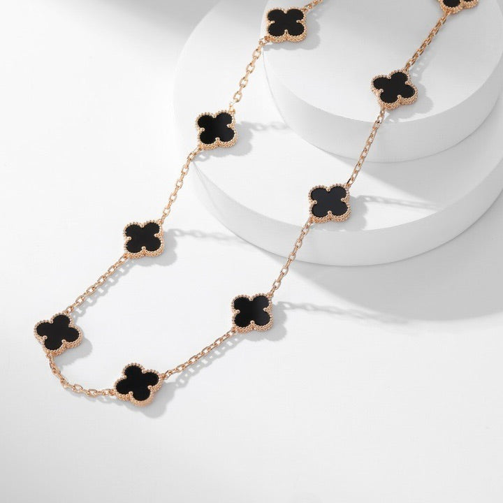[⭐Novea]CLOVER 10 MOTIFS ONYX NECKLACE