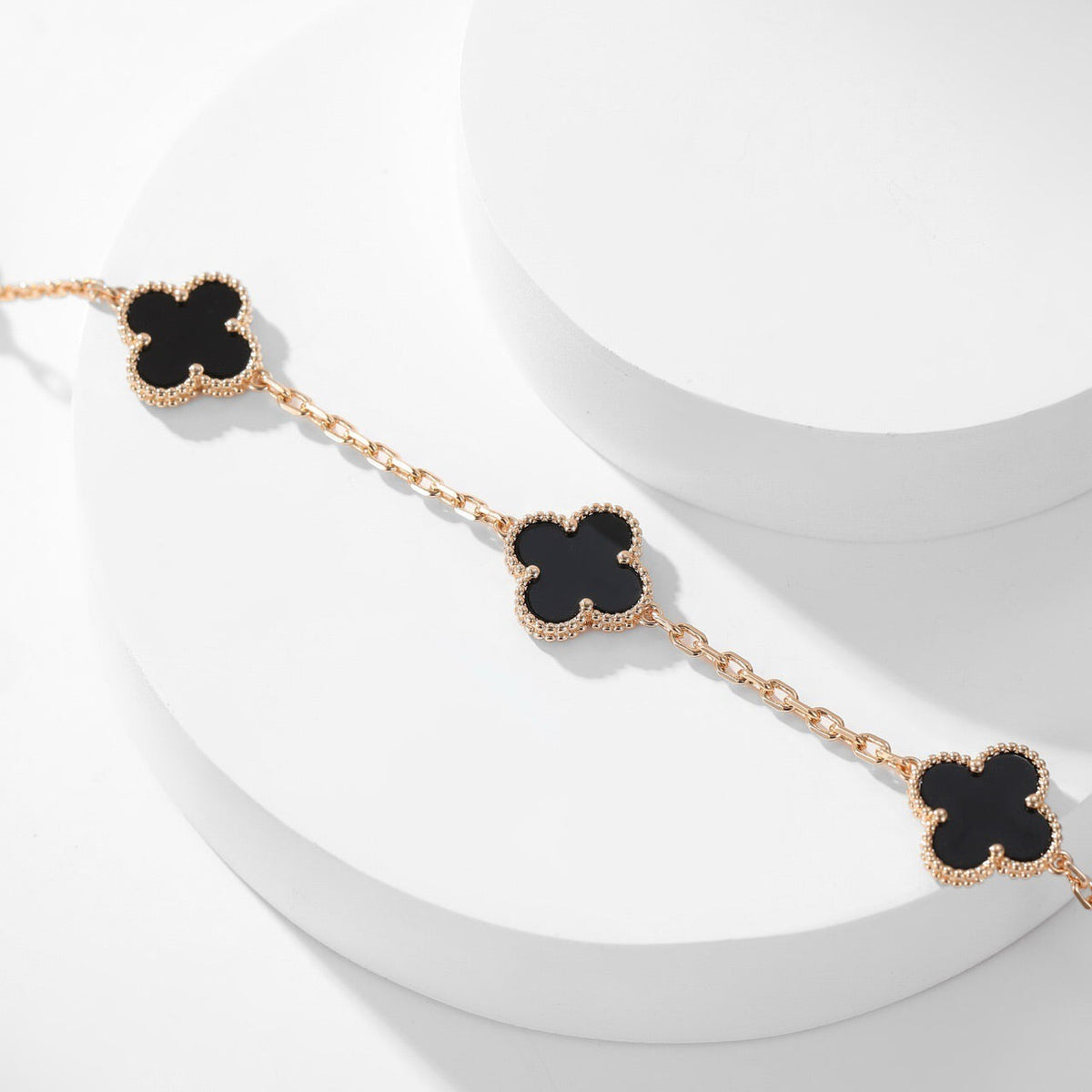 [⭐Novea]CLOVER 10 MOTIFS ONYX NECKLACE