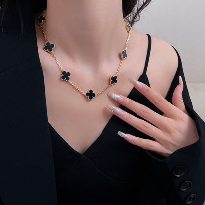 [⭐Novea]CLOVER 10 MOTIFS ONYX NECKLACE