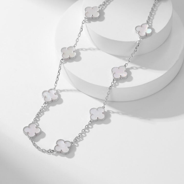 [⭐Novea]CLOVER 10 MOTIFS WHITE MOTHER OF PEARL NECKLACE