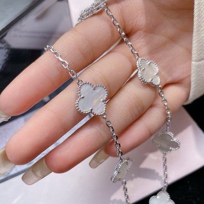 [⭐Novea]CLOVER 10 MOTIFS WHITE MOTHER OF PEARL NECKLACE