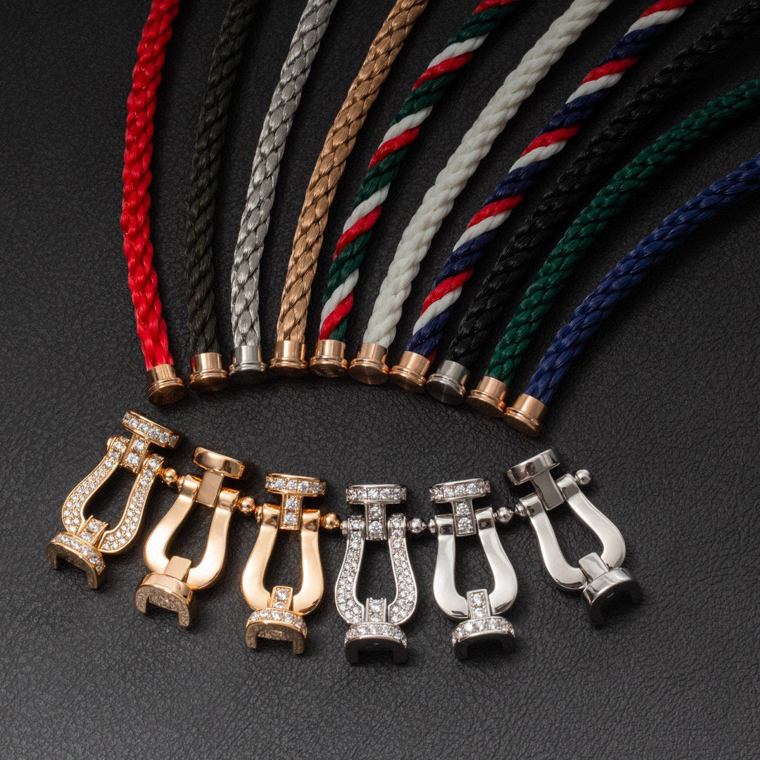 [⭐Novea]FORCE LARGE HORSESHOE HALF DIAMOND BRACELET GOLD