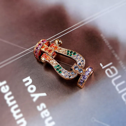 [⭐Novea]FORC LARGE HORSESHOE  COLORED DIAMOND BRACELET SILVER