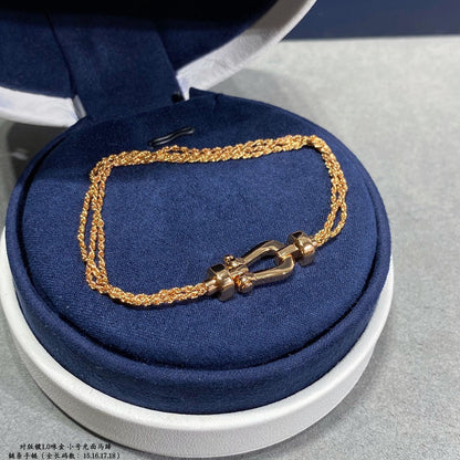 [⭐Novea]FORCE SMALL HORSESHOE  DIAMOND CHAIN ROPE BRACELET