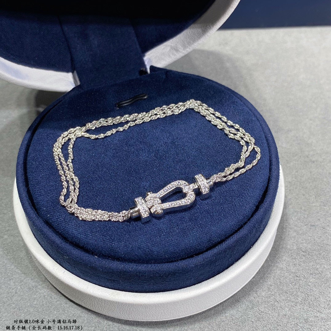[⭐Novea]FORCE SMALL HORSESHOE  DIAMOND CHAIN ROPE BRACELET