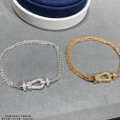 [⭐Novea]FORCE SMALL HORSESHOE  DIAMOND CHAIN ROPE BRACELET