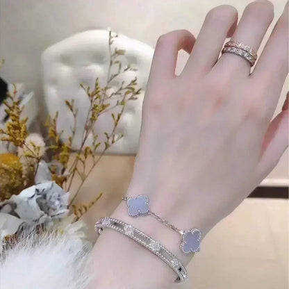 [⭐Novea] CLOVER 5 MOTIF PURPLE CHALCEDONY BRACELET COLLECTION