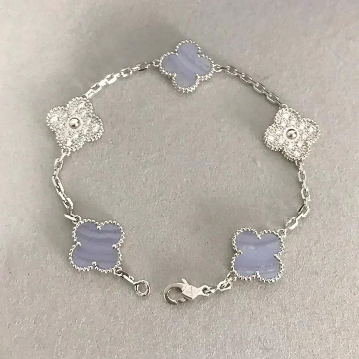 [⭐Novea] CLOVER 5 MOTIF PURPLE CHALCEDONY BRACELET COLLECTION