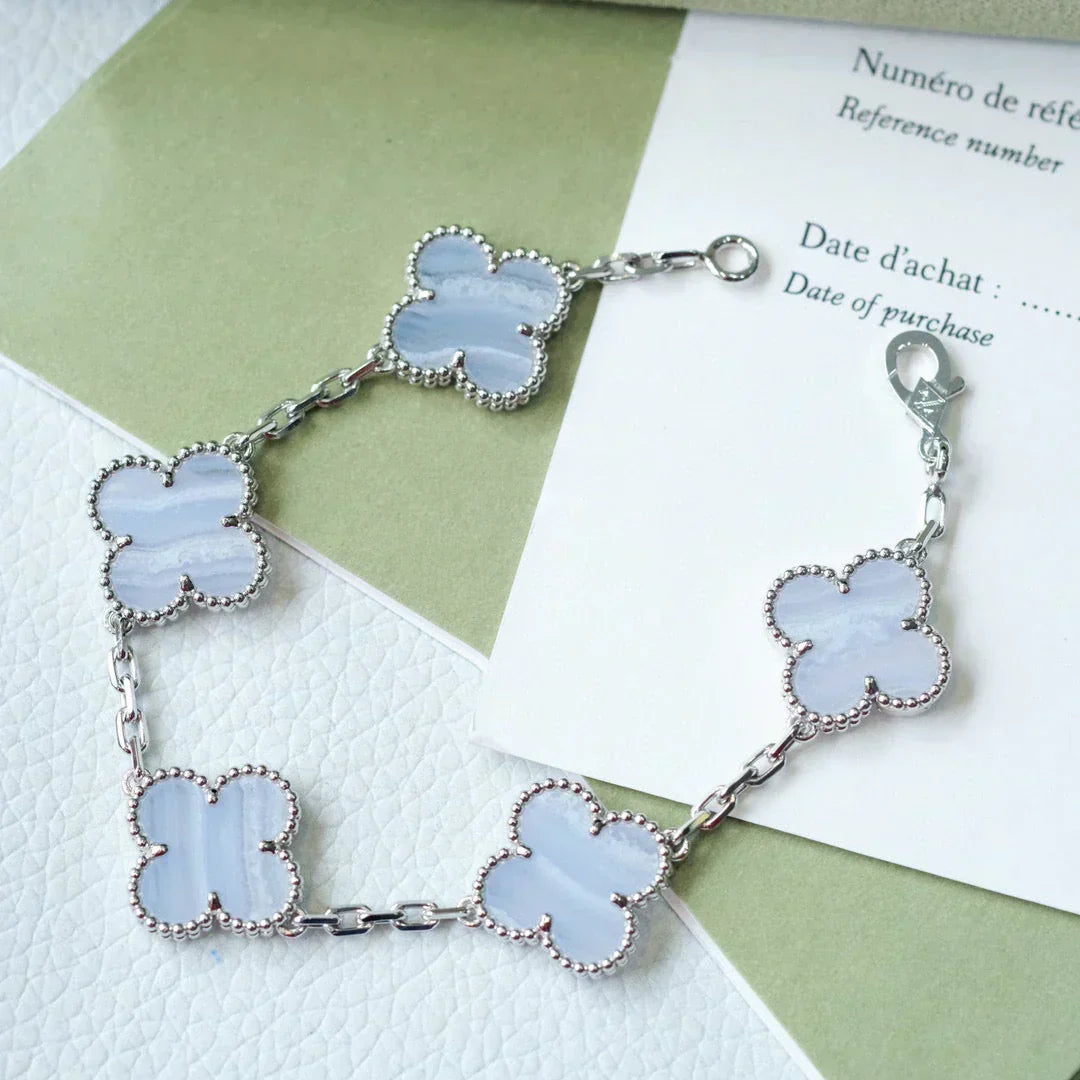 [⭐Novea] CLOVER 5 MOTIF PURPLE CHALCEDONY BRACELET COLLECTION