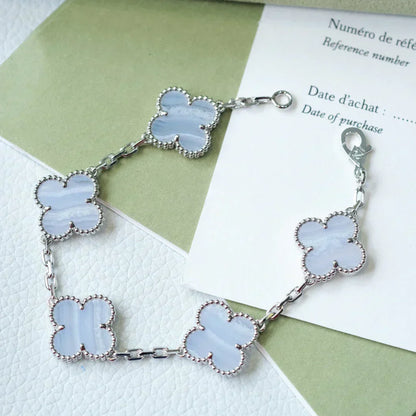 [⭐Novea] CLOVER 5 MOTIF PURPLE CHALCEDONY BRACELET COLLECTION