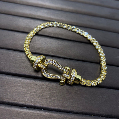 [⭐Novea]FORCE  LARGE HORSESHOE FULL DIAMOND TENNIS BRACELET